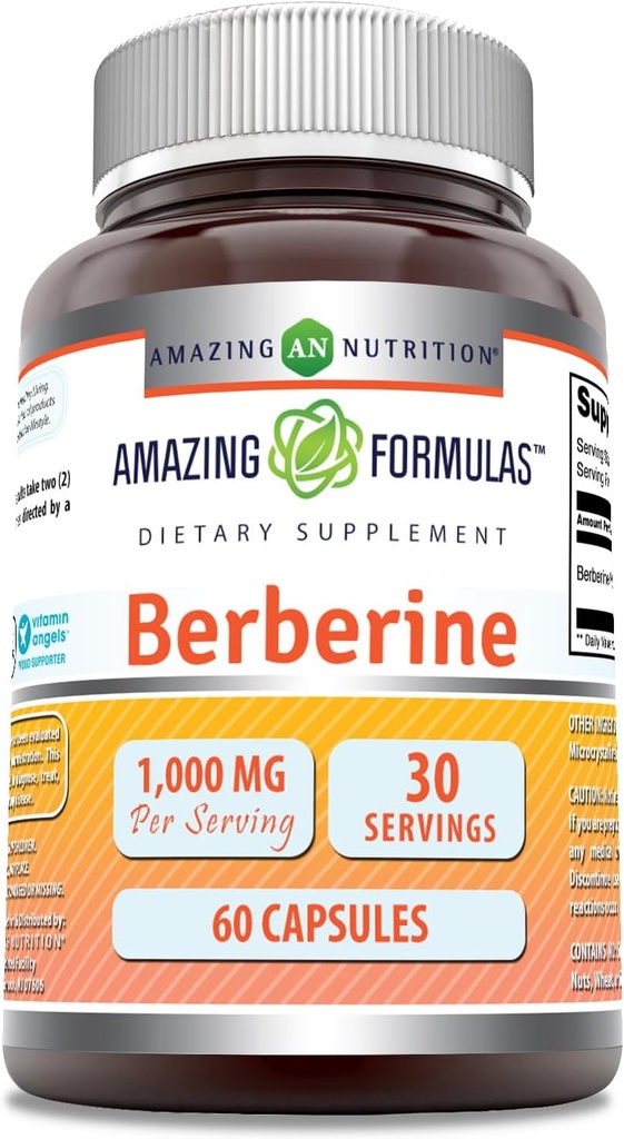 Formules étonnantes Berberine 1000mg par portion 60 Capsules Suppléments