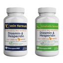 VITASUPPORTMD - Ensemble de formulations veineuses et lymphatiques, Diosmin Hespéridin 1000 mg, 2x60 Capsules, complexe MPFF pour la circulation, le soutien lymphatique et vein