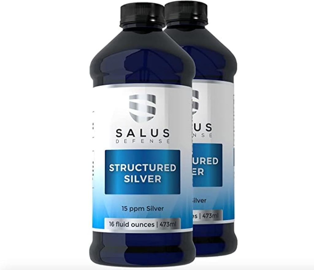 Argent Structured Liquid - Supplément de support Immuniciel quotidien avec 15ppm Technologie d'Argent Structured Advanced - Tout naturel sans additifs - Bouteille 16 Ounce (2 Pack)