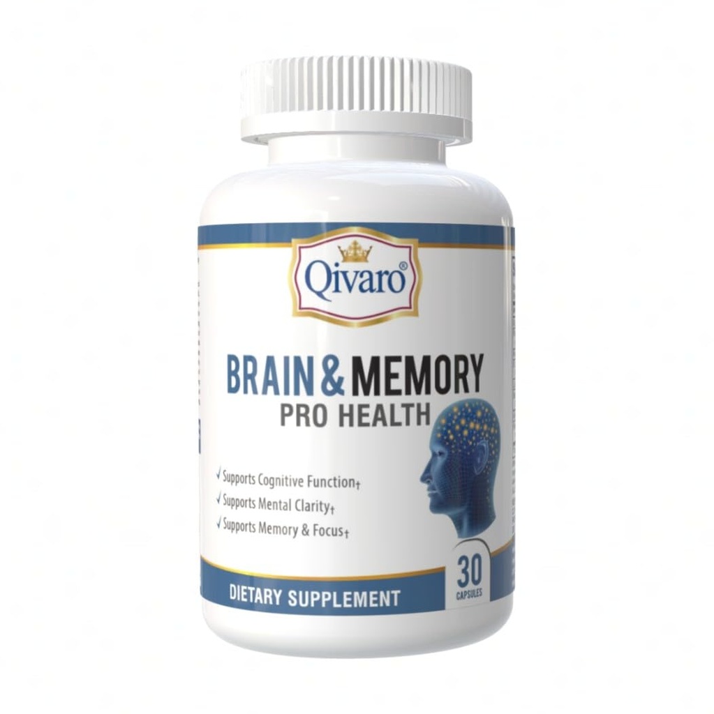 Brain & Memory Pro Health - Soutien naturel à la fonction cognitive - Supplément Mind & Memory pour la santé cérébrale - Vegan et non-OGM - Fabriqué aux États-Unis – 30 capsules