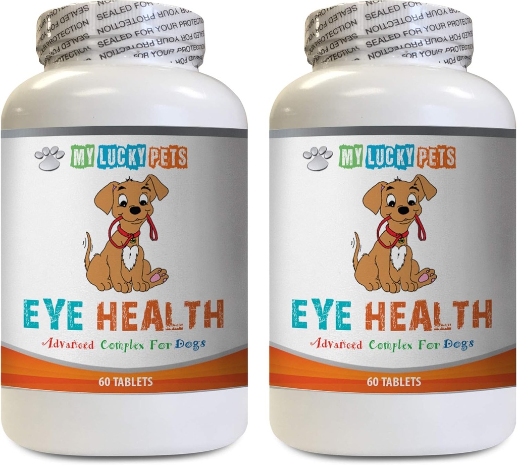 Supplément pour les yeux de chien - Santé des yeux de chien - Formule avancée - Avantages Vision - Soutien immunitaire - Coeur en vitamine de chien - 2 bouteilles (120 gâteries)