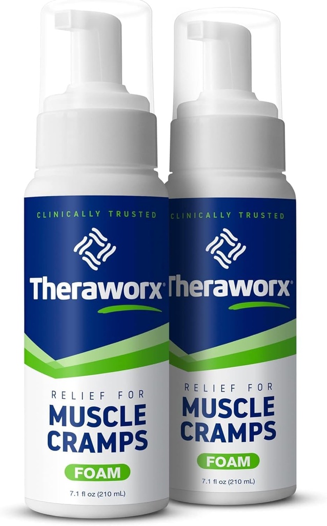 Theraworx Relief for Muscle Cramps Foam Fast-Acting Muscle Spasm, Leg Soreness with Magnesium Sulfate - 7.1 oz - 2 Count