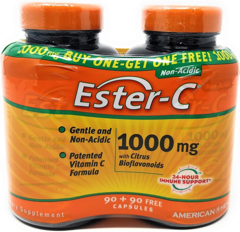 Produits de santé américains Ester-C 1000mg avec Citrus Bioflavonoïdes 90 + 90 Free 90+90 Capsule