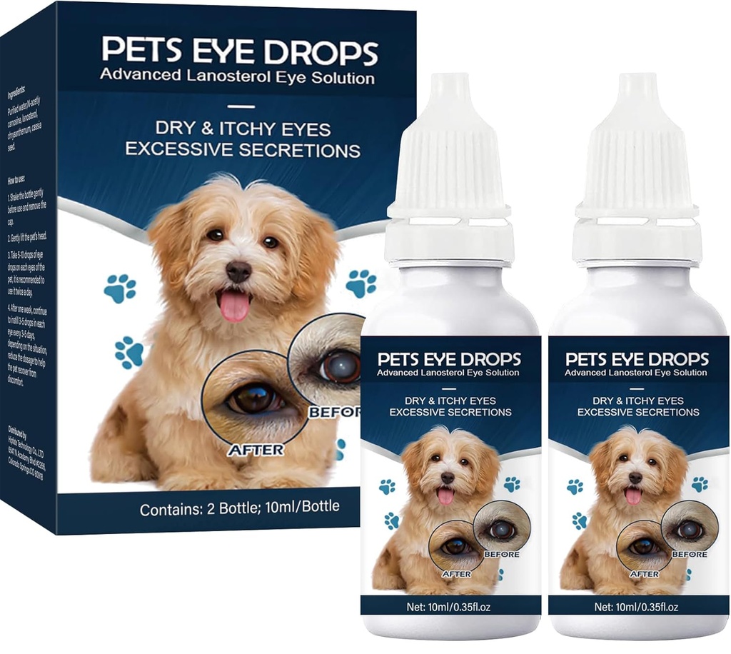 Les gouttes de cataracte pour chiens, les gouttes d'œil de chien, améliorer la clarté de la vision, améliorer la vision des yeux et la cataracte(2 x 10 mL)