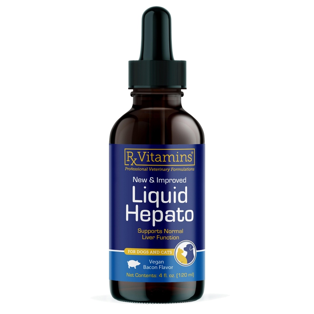 Rx Vitamins Liquid Hepato Support for Dogs & Cats - 4oz | Liver Support Supplement with Milk Thistle for Dogs (Silymarin & Silybinin) and Vitamin B - Bacon Flavor