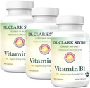Bernard Jensen Le Dr Clark Store Vitamine B1 Thiamine Supplément 500mg -Thiamine B1 Supplément pour système nerveux sain et métabolisme énergétique, sans gluten, sans lait - 100 Capsules de gélatine 3Pack