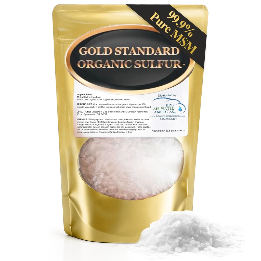 Gold Standard Organic Sulfur Crystals 1lb - 99.9% Pure MSM Crystals - High-Purity MSM Supplement Powder - Large Granular Flakes - 3rd Party Tested for Purity