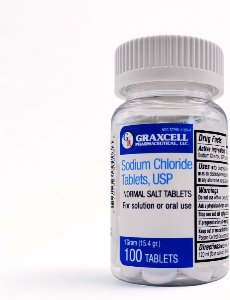 Comprimés de chlorure de sodium 1gm de sel d'électrolyte pour le syndrome de POTS et le soutien de la dysautonomie