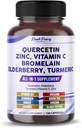 Quercetin Elderberry Turmeric Vitamine C Zinc - Soutien immunitaire - Fabriqué aux États-Unis