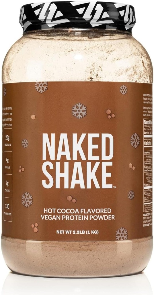 Naked Shake - Hot Cocaa Protein Shake - Poudre de protéines à base végétale avec huile de Mct - Sans gluten, sans soja, sans gmos ou édulcorants artificiels - 30 portions