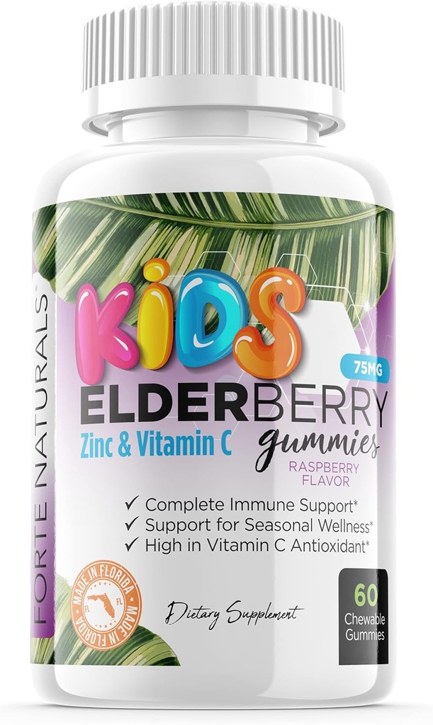 Enfants Gommies de mûre aînée + Vitamine C + Echinacea & Propolis d'abeille Enfants de Multivitamine Gummy Chews mâcheables Immunis Support Fabriqué aux États-Unis Sans gluten Non OGM 60 Gummy Whole Foods Market
