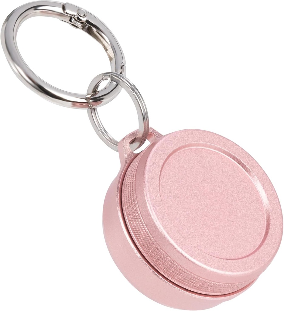 Cas quotidien de transport en métal - Portable Porte-clés Pill Holder, Imperméable Petite pilule de voyage Conteneur pour les pièces d'oreille, Compatible avec la boucle, l'argasme et les vibrations, Compact Mini Purse Pill Box (Pink)