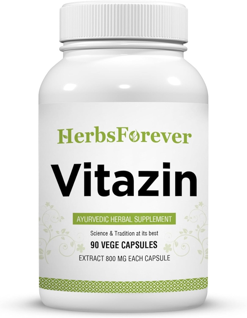 Herbsforever Vitazin Capsules Le supplément ayurvédique à base de plantes soutient l'énergie et la performance fournit la force physique et mentale 90 capsules Vege 800 Mg Chaque
