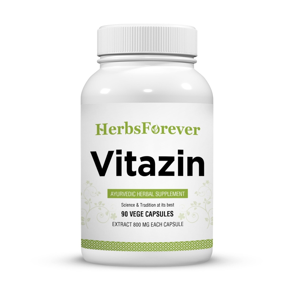 Herbsforever Vitazin Capsules Le supplément ayurvédique à base de plantes soutient l'énergie et la performance fournit la force physique et mentale 90 capsules Vege 800 Mg Chaque