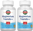 KAL Magnésium Taurate Plus 400mg w/Coenzyme B6..Très biodisponible, Chélaté, Végétalien pour la Nerve normale, la fonction musculaire et la santé cardiaque. 90 Tabs.