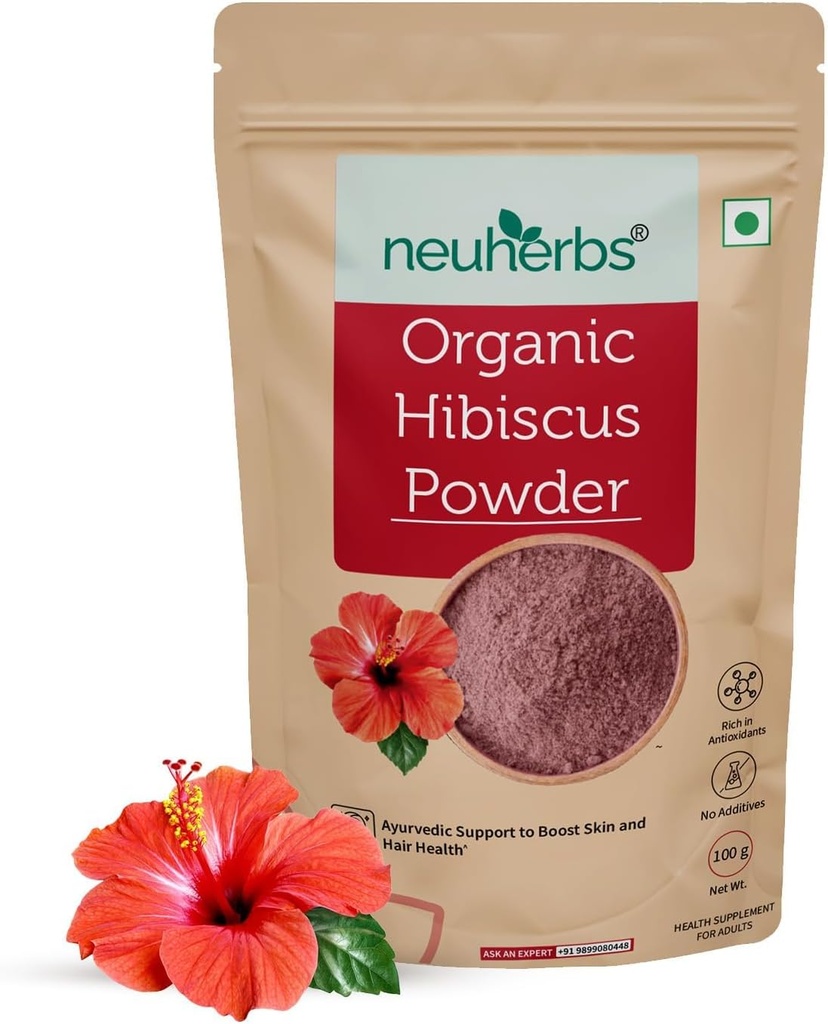 Poudre d'hibiscus biologique pour les femmes et les hommes (100 gm, paquet de 1)