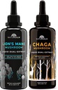 Naturealm Mane & Chaga Extrait de champignons - Stack Adaptogène pour Focus, Immunité, Longévité, Stress Relief, Santé Gut, Anti-Age, Énergie et plus - Gouttes liquides organiques - 50 mL Chaque (2 paquets)