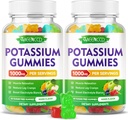 Citrate de potassium Gommies 1000mg, supplément de potassium de haute puissance Gommies pour adultes femmes et hommes, soutien des crampes de jambes et de la santé musculaire, sans sucre, mélange d'arôme de fruits, 120 comte