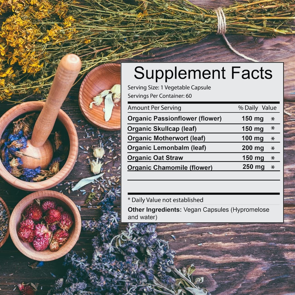 Khroma Herbal Products Trauma Blend - Support de trauma biologique - 60 Capsules Vegan dans des bouteilles en verre USDA Organic, Vegan, Kosher, 3ème partie testée