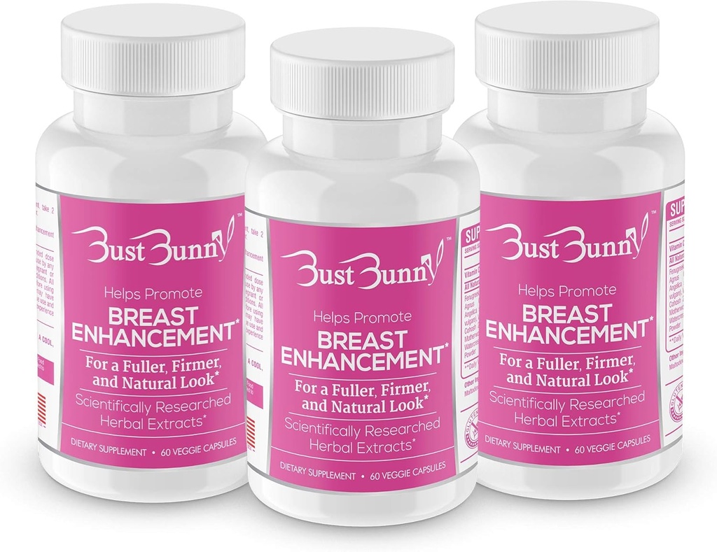 Breast Enhancement Pills - Vegan Friendly - 3 Month Supply | #1 Natural Way to a Fuller, Firmer Look by BUST BUNNY