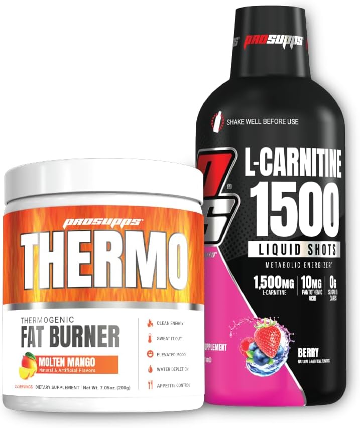 PROSUPPS Thermo Fat Burning Thermo Genetic Powder Molten Mango et 1500 L-Carnitine Berry - Gestion du poids et préentraînement - Énergie, humeur, contrôle de l'appétit