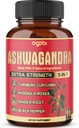 90 Capsules - Capsules de supplément Ashwagandha - Ginger Root, Turmeric, Rhodiola Rosea & Black Pepper
