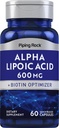 Piping Rock Alpha Lipoic Acid 600mg | ALA with Biotin Optimizer | 60 Capsules | Non-GMO, Gluten Free Supplement
