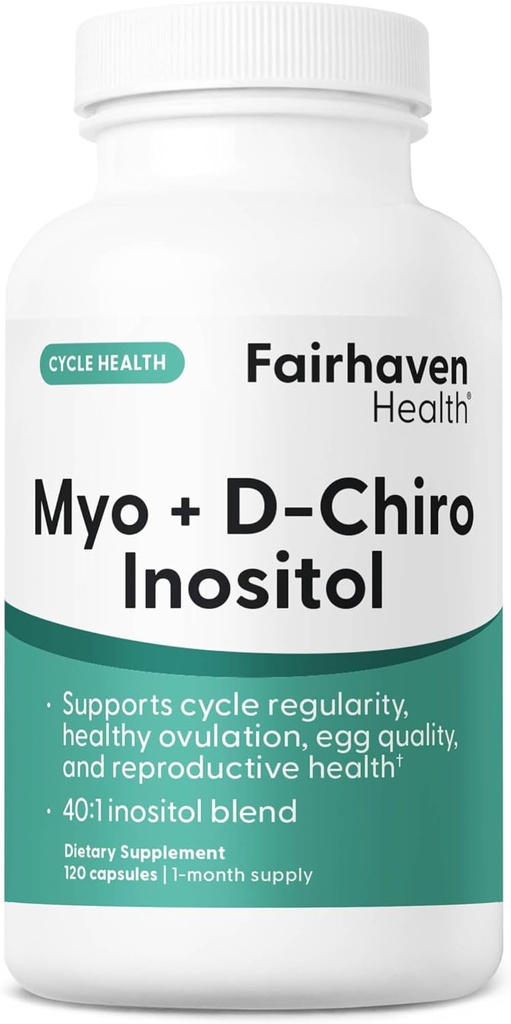 Fairhaven Health Myo-Inositol et D-Chiro Inositol Supplément pour les femmes (rapport de 40:1) Supplément pour la fécondité féminine pour les femmes et l'équilibre hormonal