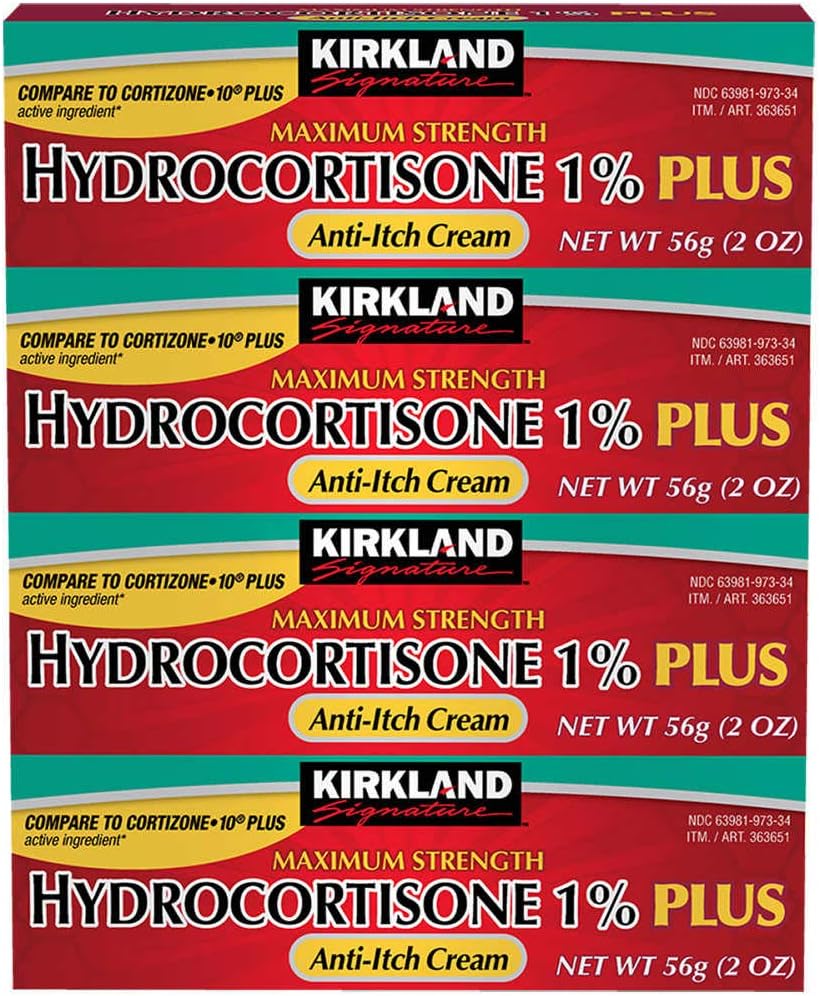 Kirkland Signature Hydrocortisone 1% Plus Anti-Itch Cream, 8 Ounces (Pack of 4)