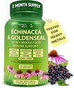 Echinacea Capsules de seaux d'or - Supplément de soutien immunitaire de 10 en 1 - 1455mg - Supplément de capsules d'echinacea végétaliens fabriqués avec des aliments entiers biologiques - Soutien du système immunitaire à base de plantes - 2 mois d'approvisionnement