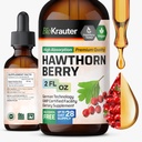 BIO KRAUTER® Hawthorne Berry Supplément - Pure Vegan Hawthorn Berry gouttes liquides 655 mg par portion 2 Fl.Oz 28 jours d'approvisionnement - Utilisé pour le soutien global et le bien-être quotidien - Sans alcool et sans sucre