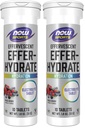 NOW Sports Nutrition, Effervescent Effer-Hydrate, Electrolyte Supplement, Recovery*, Mixed Berry, 10 Tablets (Pack of 2)