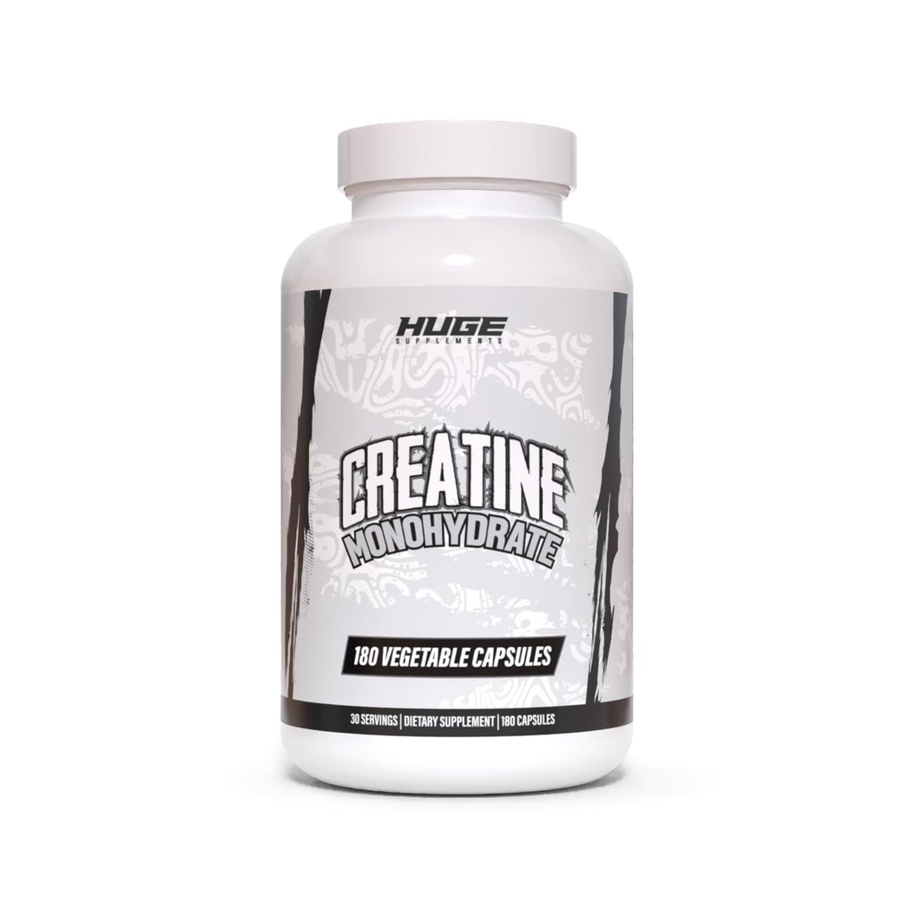 Capsules monohydratées de créatine, 5g par portion, dosées scientifiquement pour maximiser la croissance musculaire maigre, la force, la récupération et la performance, testées minutieusement pour la pureté, pour les hommes et les femmes, capsules pratiques