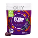 OLLY Immunity Sleep Gummy, Immune et Sleep Support, 3mg Melatonine, Echinacea, Zinc, Vitamine C, Supplément à croquer, Berry - 60 Compte