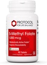 PROTOCOLE POUR LA BALANCE DE VIE 5-méthylfolate 1000mcg - Biodisponibilité supérieure du Methylfolate - pour le soutien du cerveau - Supplément folate pour les femmes et les hommes - Kosher & Vegan - 90 onglets
