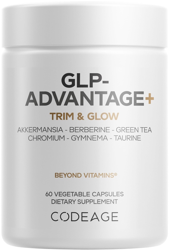 Supplément GLP-Avantage+ - Soutien aux activités métaboliques et GLP-1 - Chromium, berbère, thé vert, gymnema, curcumine, taurine, resvératrol - Gestion du poids et santé des intestins, non-OGM - 60 capsules