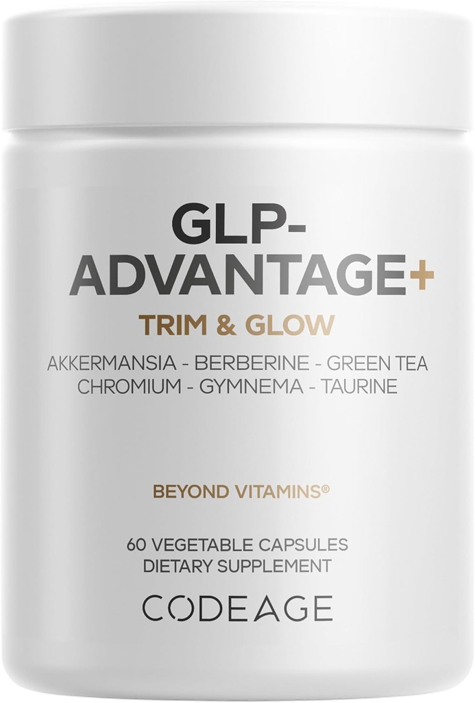 Supplément GLP-Avantage+ - Soutien aux activités métaboliques et GLP-1 - Chromium, berbère, thé vert, gymnema, curcumine, taurine, resvératrol - Gestion du poids et santé des intestins, non-OGM - 60 capsules