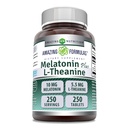 Formules étonnantes Melatonin Plus L-Theanine 10 mg Comprimés Suppléments de non-OGM , sans gluten , Fabriqués aux États-Unis (10 mg, 250, Compte)