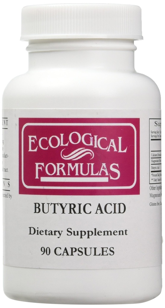Formules écologiques Butyrate de magnésium de calcium (acide btyrique), Soutient la santé Gut. 1-Pack, Crème, 90 Capsules