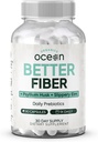 Bios Ocean Better Fibre - Supplément de fibre quotidienne - Tabouret doux pour les mouvements de Bowel sans effort - avec Psyllium Hulk et Elm Slippery - 90 Capsules