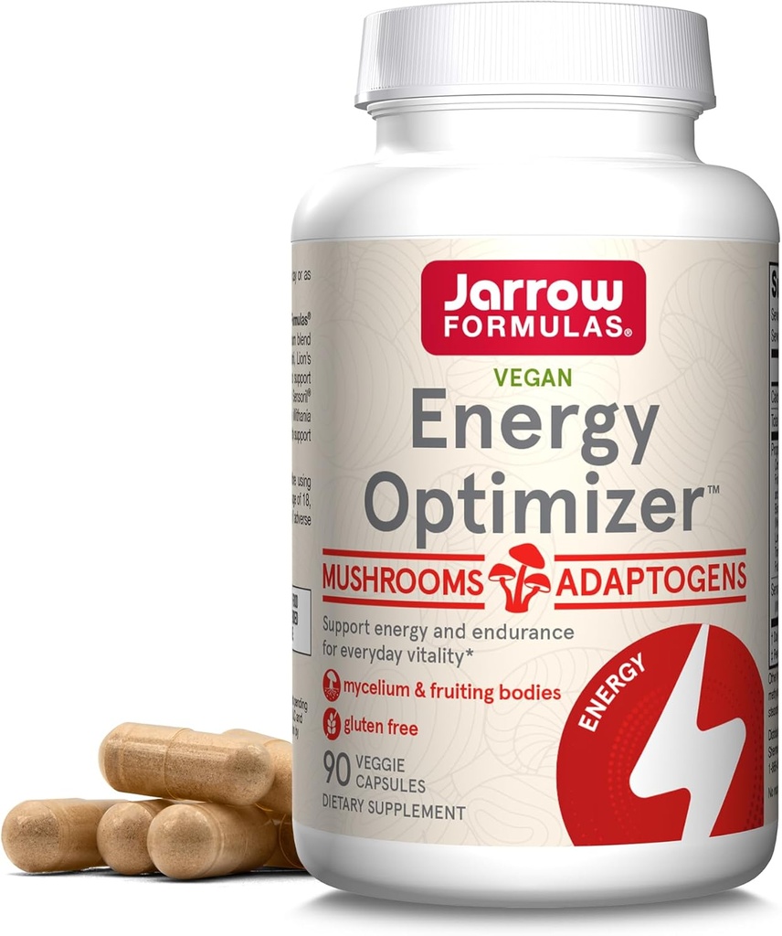 Formules de Jarrow Optimisateur d'énergie avec Cordyceps, Reishi, Lion's Mane, Shiitake, King Trumpet, et les champignons de queue de Turquie, complément alimentaire avec Ashwagandha, 90 capsules de Veggie, 30 jours d'approvisionnement