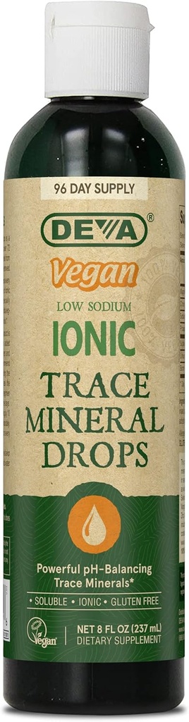 EVA Vegan Ionic Trace Mineral Drops, Sodium bas, pH Balancing, 96 jours d'approvisionnement, 8 Fl Oz