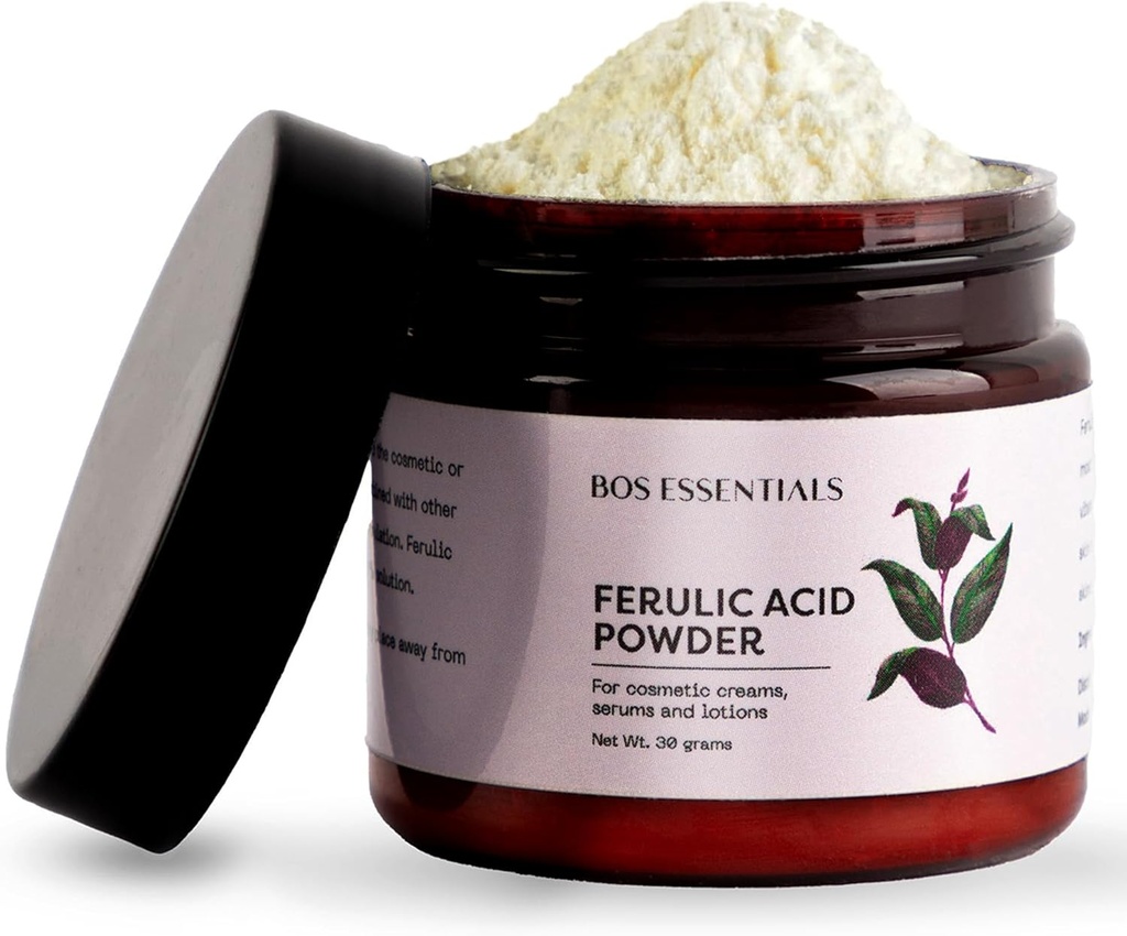Poudre d'acide ferulique pur Stabilise la vitamine C pour l'utilisation dans les crèmes et sérums de bricolage