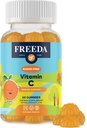 FREADA Vitamine C Gummies Vitamine C enfants - Enfants sans sucre VIT C Gummy Chewable pour adultes, adolescents et enfants - Certifié Kosher, Delicious Orange Flavor, Zero Sugar Immune Support Supplément (60 Ct)