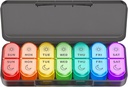 Weekly Pill Organizer 2 Times a Day - AM PM Pill Organizer with 7 Daily Color-Coded Small Cases, Morning and Night Travel Pill Cases for Vitamins, Medicine, & Supplements