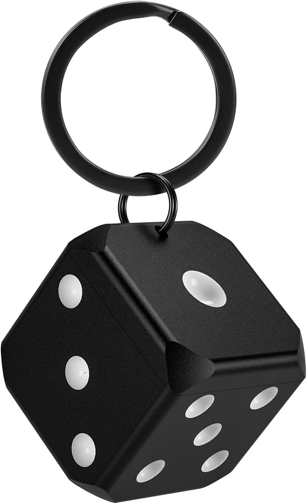 Mini Pill Case, Travel-Friendly Single Pill Box with Keychain, Portable Aluminum Moisture Proof Pill Holder for Pocket or Purse - Dice Shaped