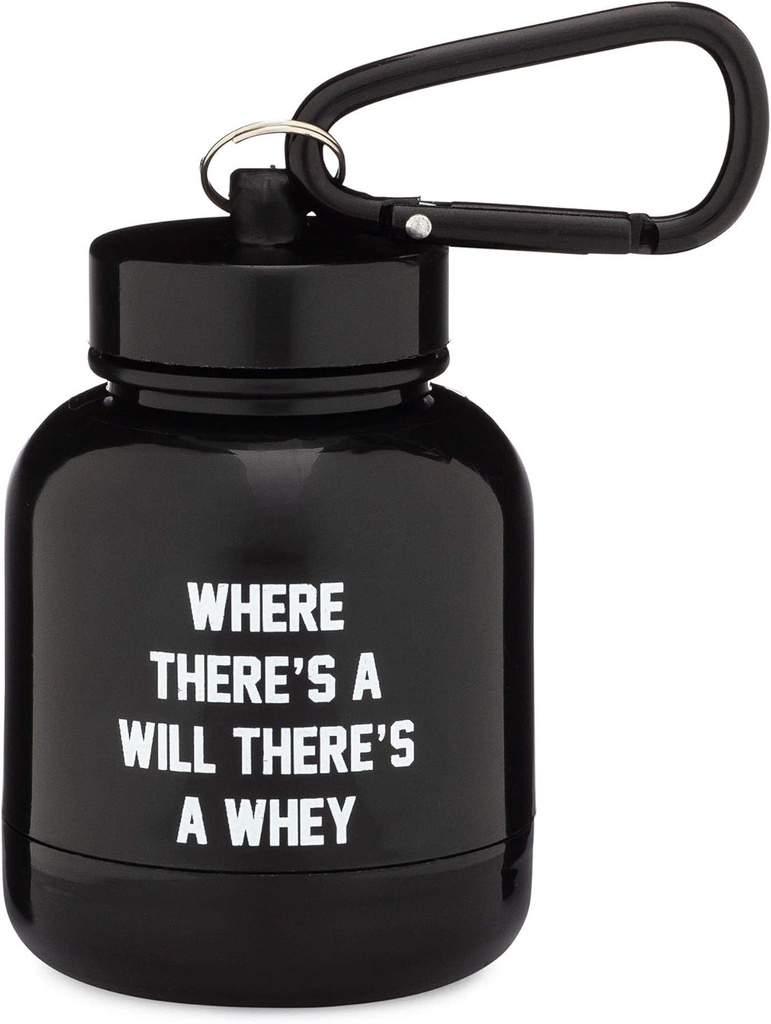OnMyWhey - Poudre de protéines et supplément entonnoir porte-clés, conteneur portable aller-retour pour la gym, entraînements, fitness, et Voyage - TSA approuvé, où il ya un testament il ya un whey