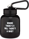 OnMyWhey - Poudre de protéines et supplément entonnoir porte-clés, conteneur portable aller-retour pour la gym, entraînements, fitness, et Voyage - TSA approuvé, où il ya un testament il ya un whey