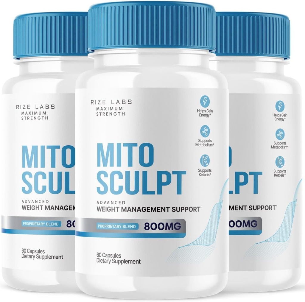 Rize labs MitoSculpt Weight Loss Pills - Sculpt Your Ideal Body with MitoSculpt Advanced Formula Capsules, Supplément pour transformer le gras entreposé Mobilisé pour le carburant (180 capsules) (Pack de 3)