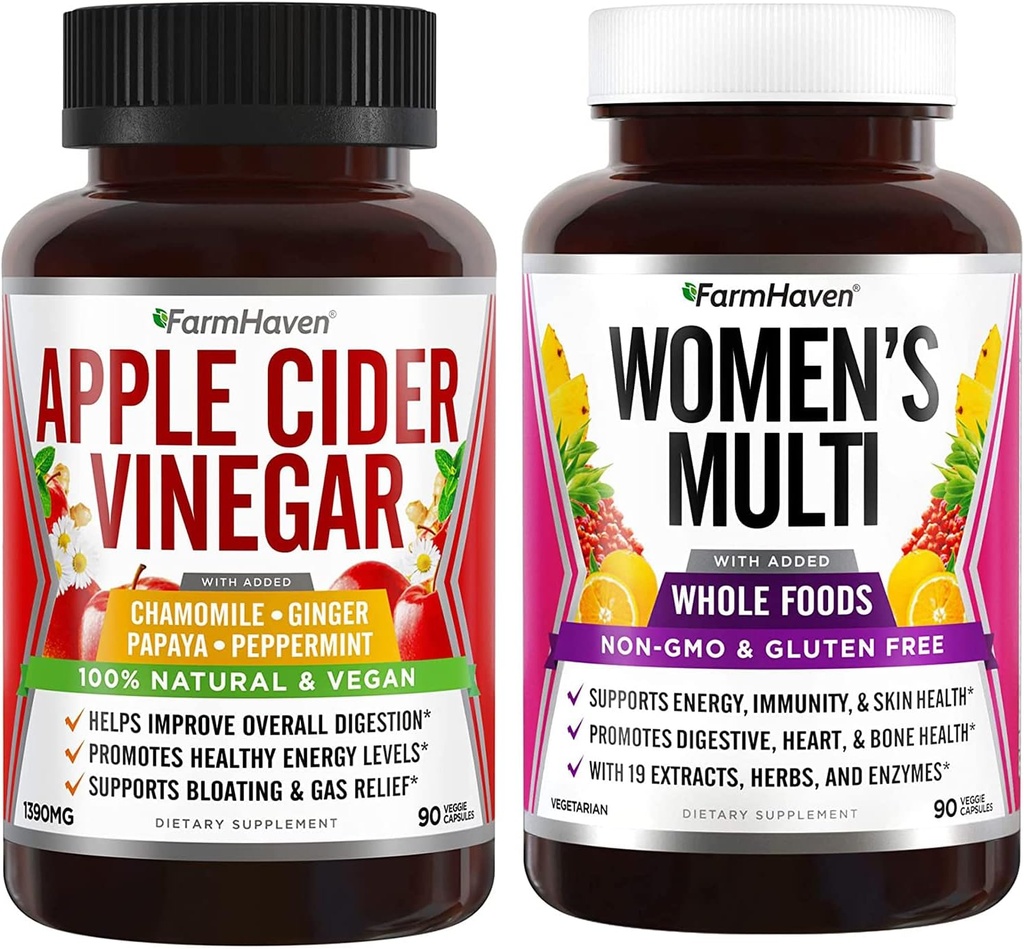 FarmHaven Capsules de vinaigre de cidre de pomme avec Ginger & Multivitamine pour les femmes